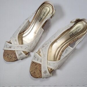 Comfort Plus by Predictions Wedge Sandals Womens 7.5W Ivory Lace Boho Bridal
